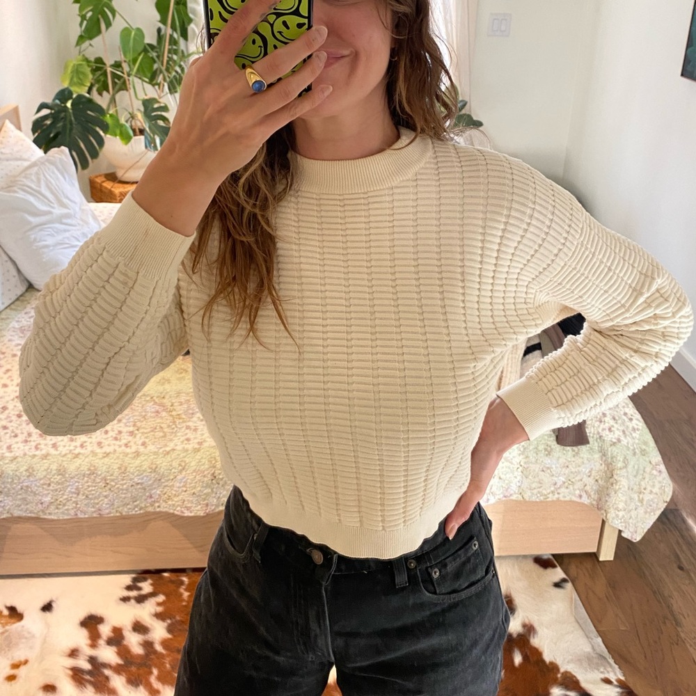Topshop Cream Textured Sweater